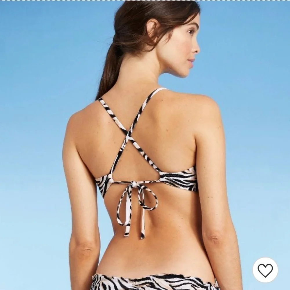 New Women’s Shade & Shore Zebra Print 34 C Bikini Top NWT